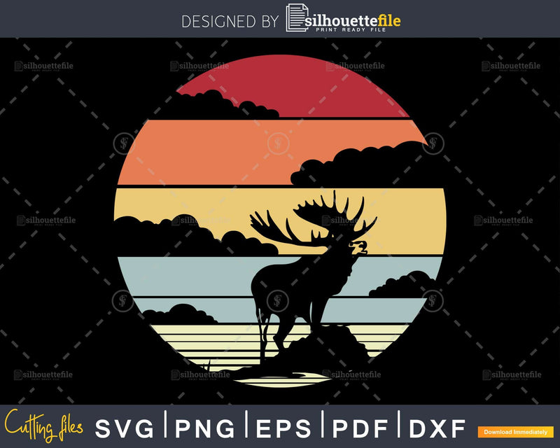 Moose Elk Retro vintage Style cricut cut svg png printable