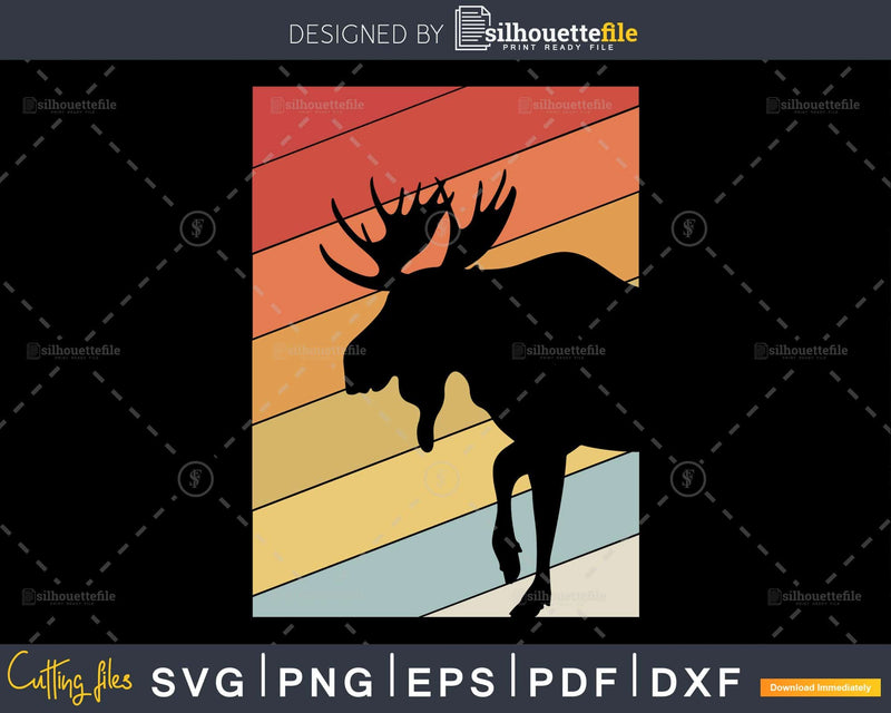 Moose Elk Retro vintage Style cricut cut svg png silhouette