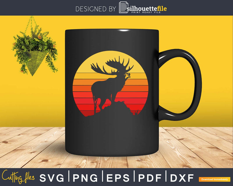 Moose Elk Retro vintage Style cut svg png design cutting