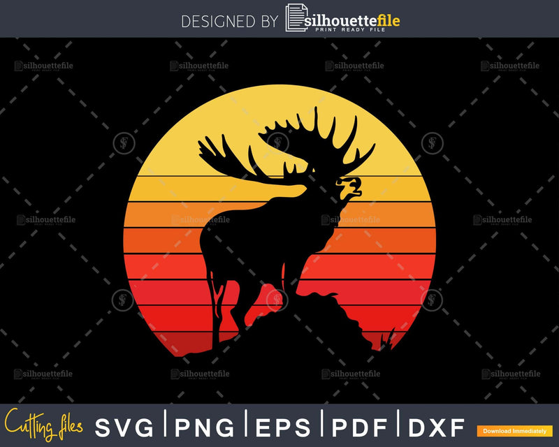 Moose Elk Retro vintage Style cut svg png design cutting