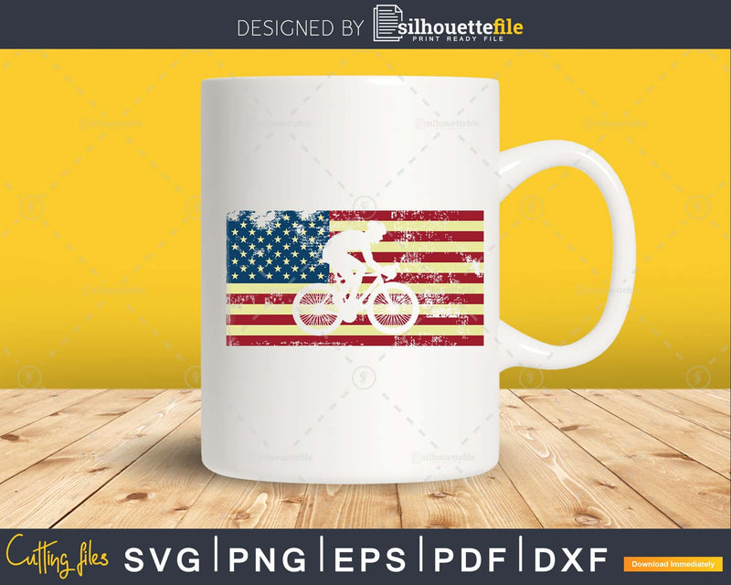 Mountain Bike American Flag design- MTB USA svg cut files