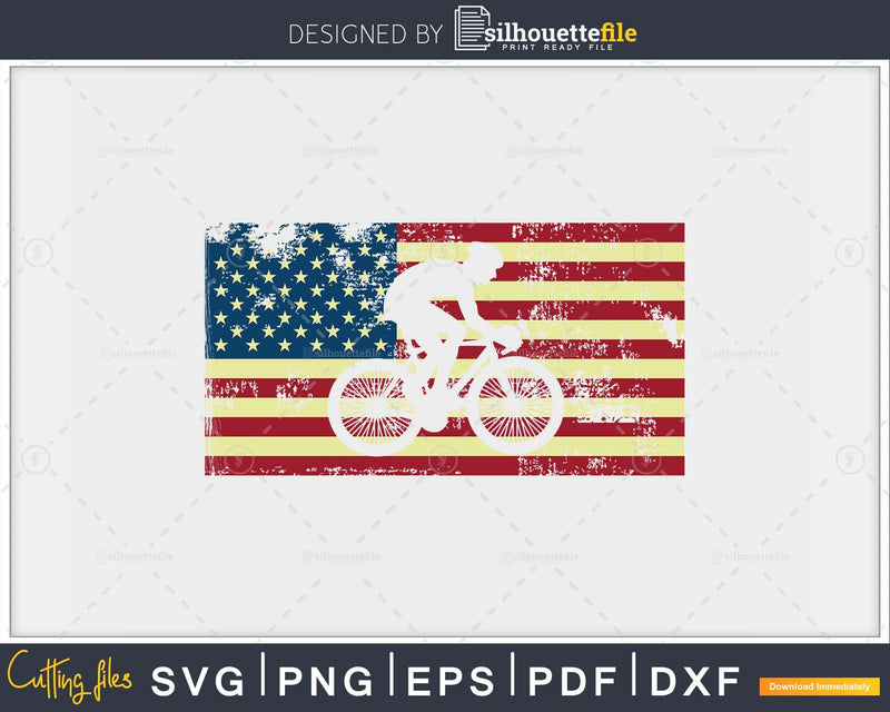 Mountain Bike American Flag design- MTB USA svg cut files