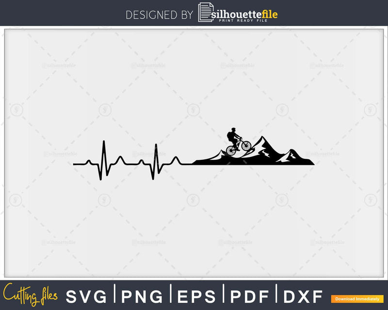 Mountain Bike Heartbeat Funny MTB Cycling svg printable cut