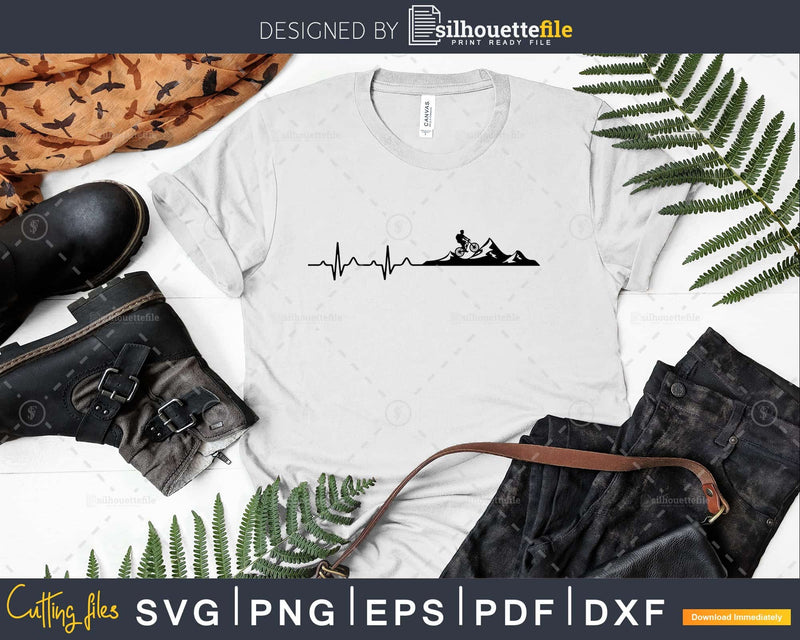 Mountain Bike Heartbeat Funny MTB Cycling svg printable cut