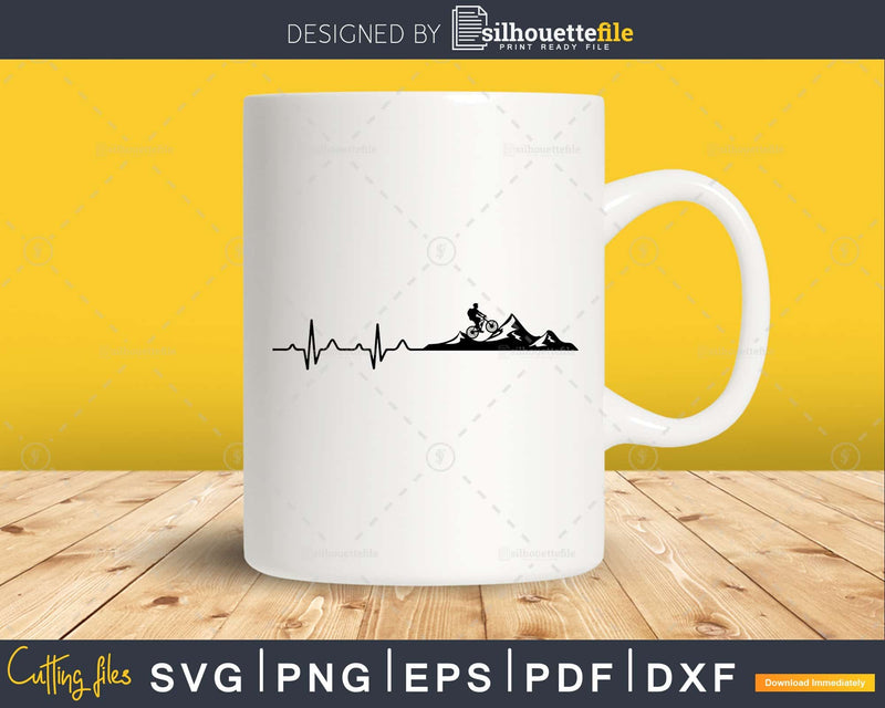 Mountain Bike Heartbeat Funny MTB Cycling svg printable cut