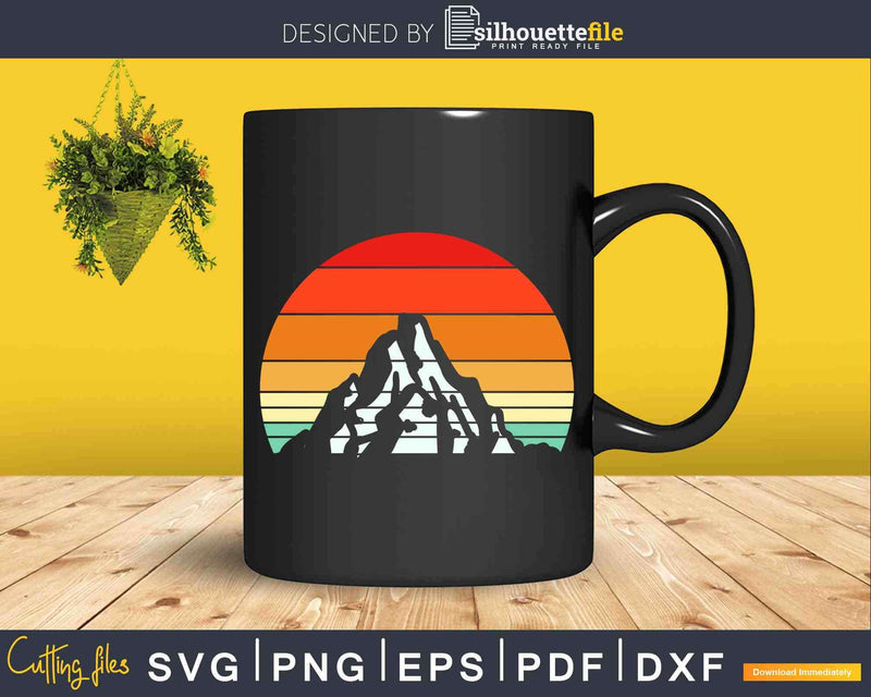 Mountain Sunset Circle Rainbow Outdoors Nature Hiking Svg