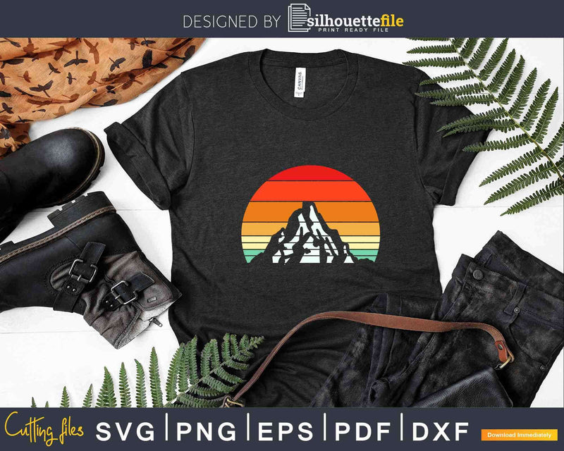 Mountain Sunset Circle Rainbow Outdoors Nature Hiking Svg