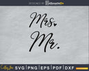 Mr and Mrs wedding heart PNG SVG file