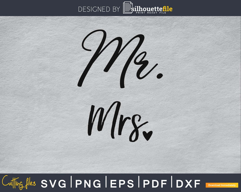 Mr and Mrs wedding heart SVG file