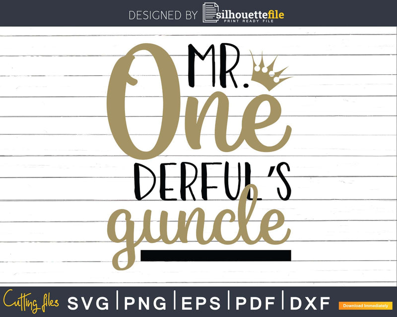 Mr Onederful’s Guncle Uncle of birthday Boy Svg Gift