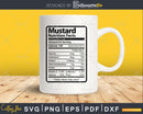 Mustard Nutrition Facts Funny Thanksgiving Christmas Svg