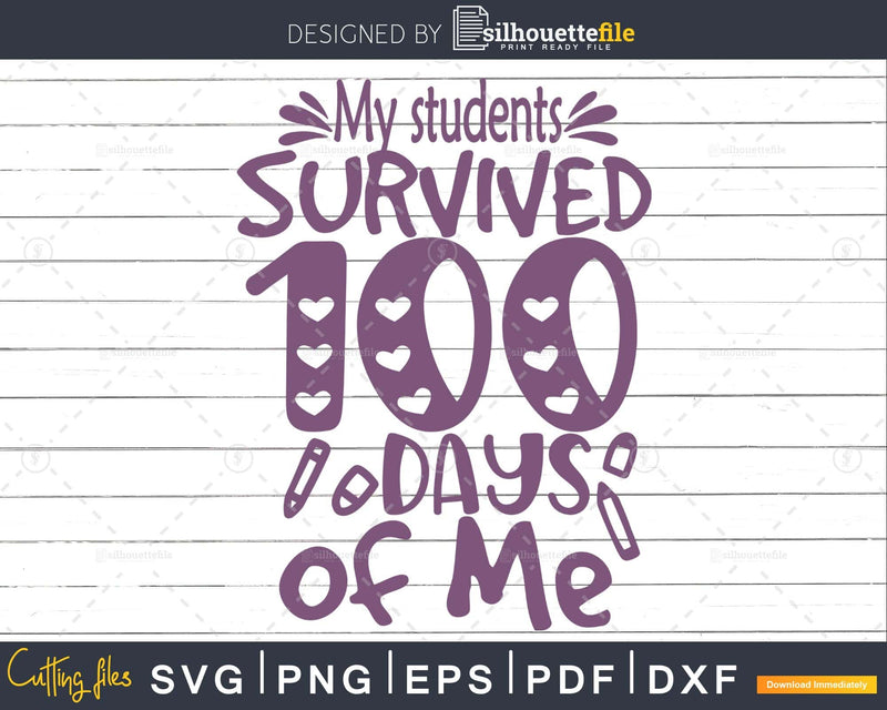 My students Grade survived 100 days of me Svg Cricut