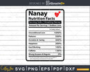 Nanay Nutrition Facts Funny Mothers Day Svg Vector T-shirt