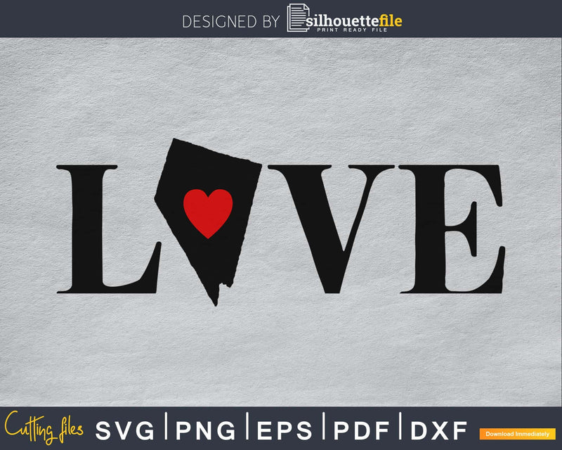 Nevada NV Love Home Heart Native Map dxf svg png cutting