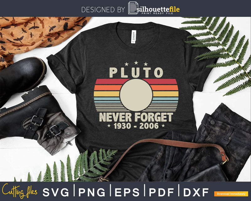 Never Forget Pluto Shirt Retro Style Funny Space Science