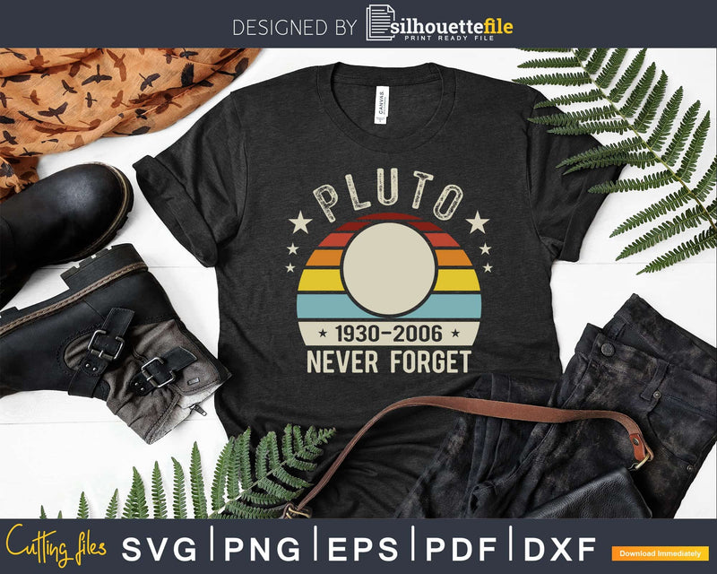 Never Forget Pluto Shirt Retro Style Funny Space Science