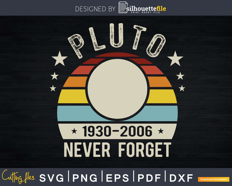 Never Forget Pluto Shirt Retro Style Funny Space Science