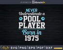 Never Underestimate A Pool Player Born In 1975 Svg Png