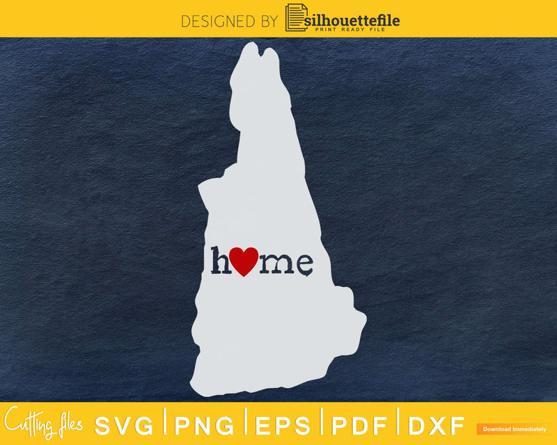 New Hampshire NH Home Heart Native Map svg cricut cut png