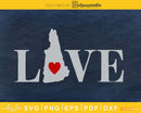 New Hampshire NH Love Home Heart Native Map svg png cricut