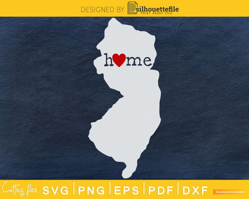 New Jersey NJ Home Heart Native Map vector SVG PNG cricut