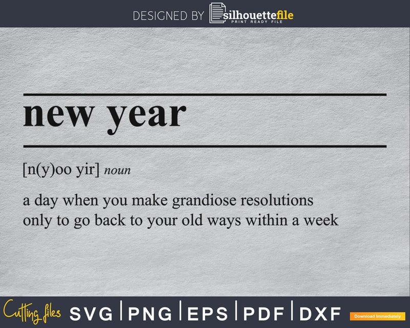 New year definition svg printable file