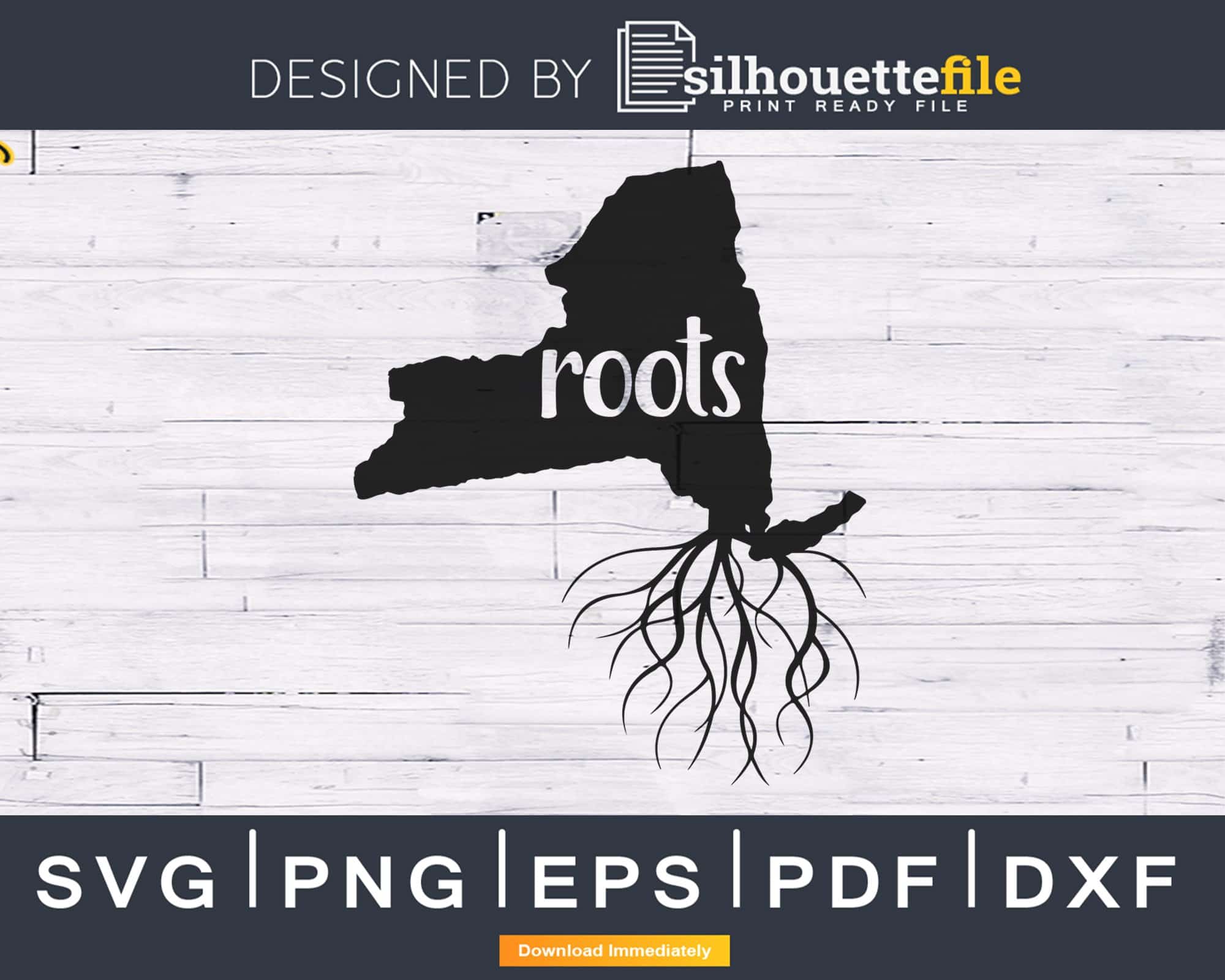 New York NY Roots Home Native Map silhouette cricut cut | Silhouettefile