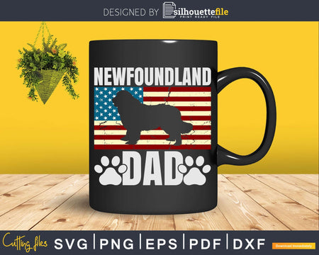 Newfoundland Dad Dog Lover American US Flag Png Svg Files