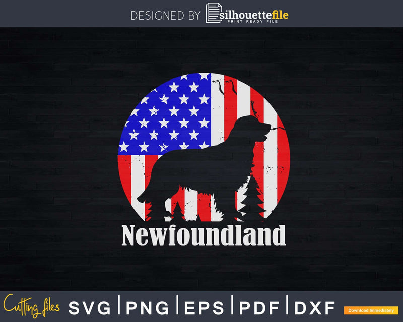 Newfoundland Dog American Flag 4th of July Pride Png Svg