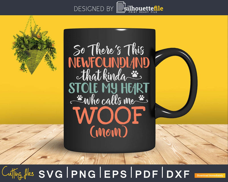 Newfoundland Dog Great Stole Heart Woof Day Svg Crafting