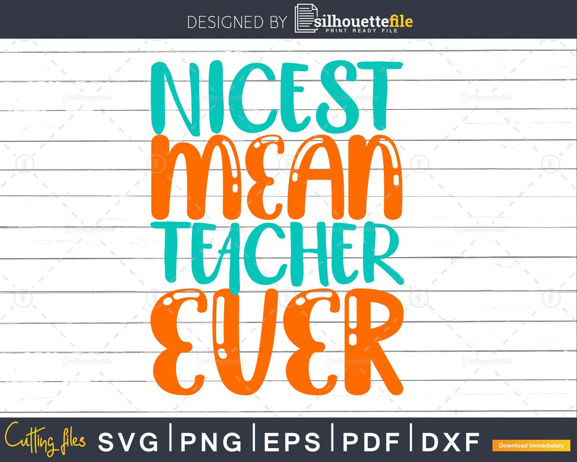 Nicest Mean Person Ever SVG DXF PNG Teacher Svg Cricut Cut Files ...