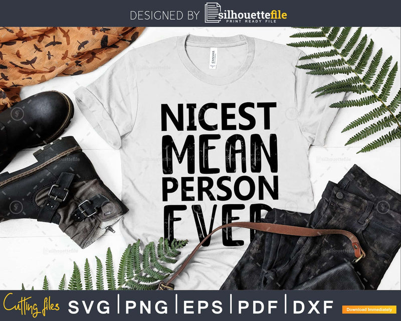 Nicest Mean Person Ever svg Funny Cricut Files