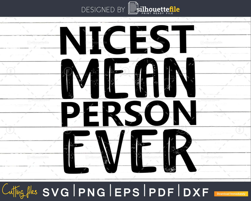 Nicest Mean Person Ever svg Funny Cricut Files