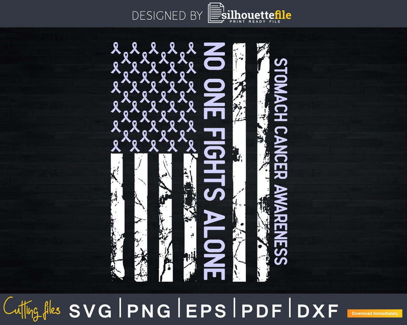 No One Fights Alone USA Flag Stomach Cancer Awareness Svg