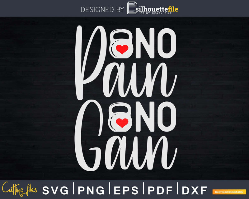 No Pain Gain Barbell Svg Dxf Cut Files