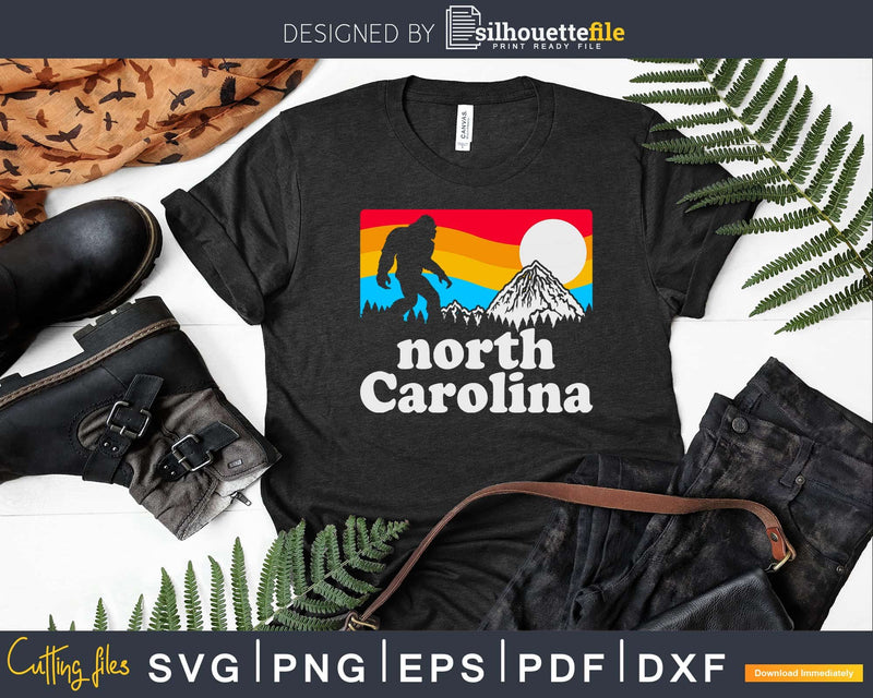 North Carolina Retro Bigfoot Mountains svg designs cut files