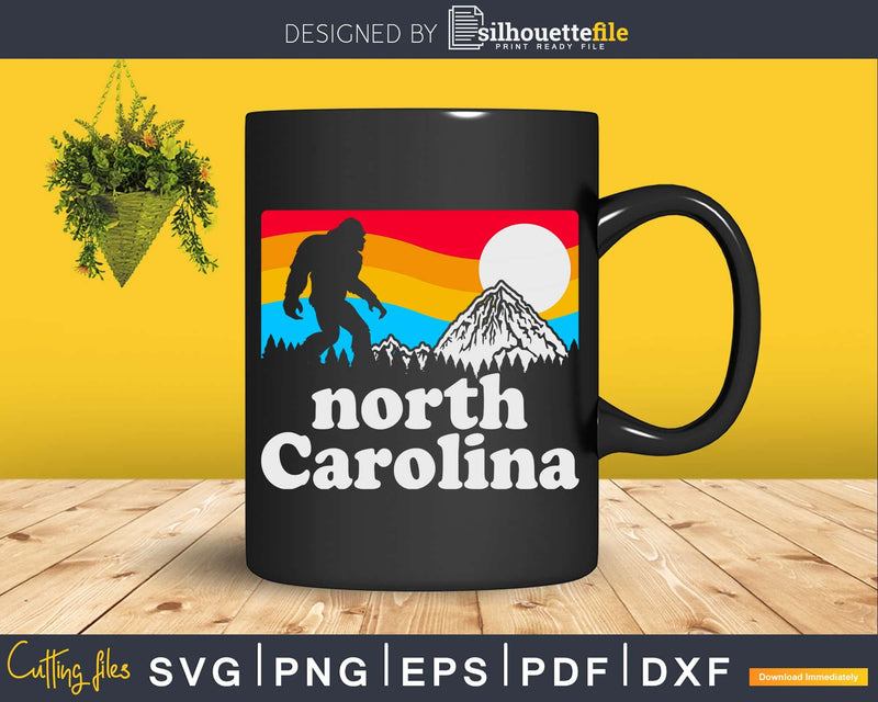 North Carolina Retro Bigfoot Mountains svg designs cut files
