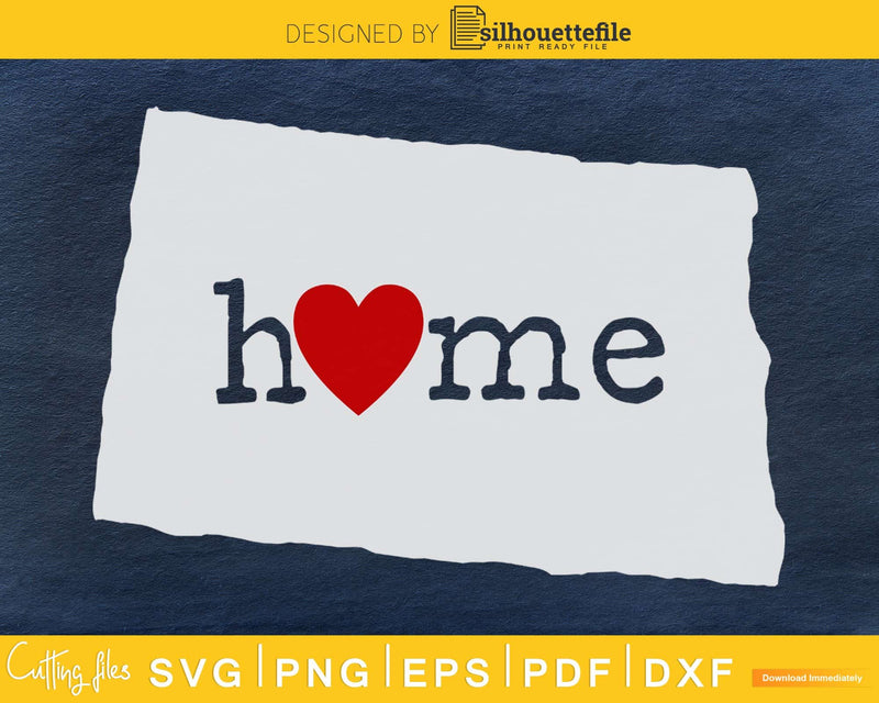 North Dakota ND Home Heart Native Map SVG PNG DXF EPS cricut