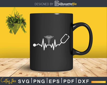 Nurse Heartbeat Caduceus Stethoscope Svg Cut Files