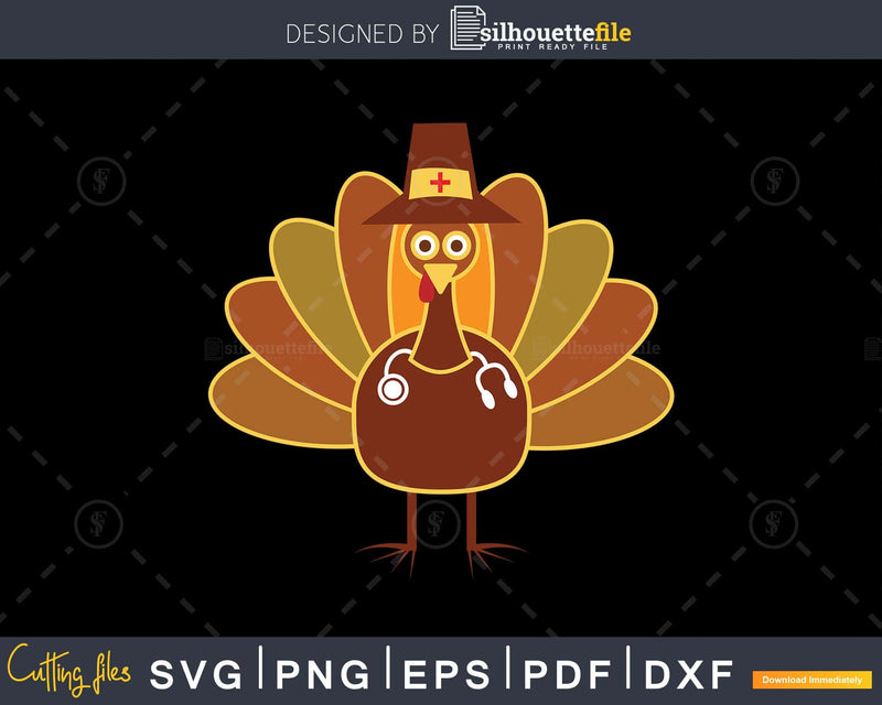 Nursing turkey thanksgiving svg png cricut printable files