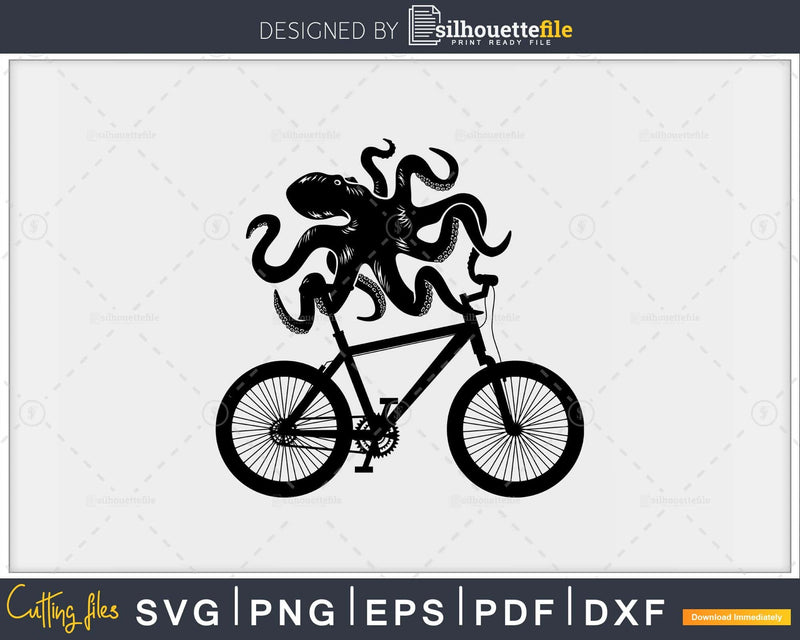 Octopus on bicycle Cycling octopus svg design cricut