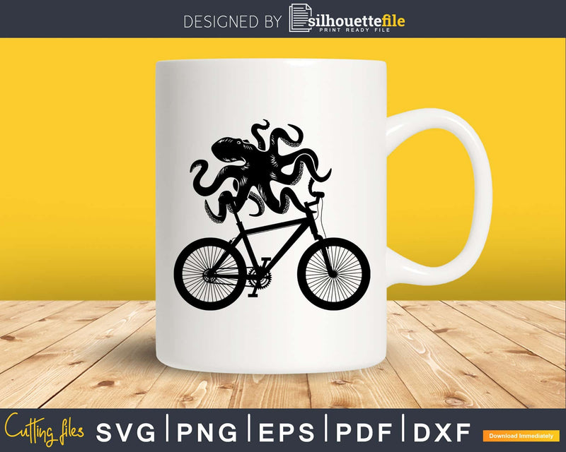 Octopus on bicycle Cycling octopus svg design cricut