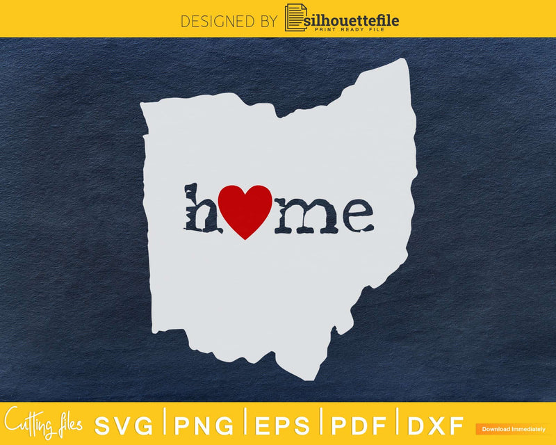 Ohio OH Home Heart Native Map svg cricut cut silhouette