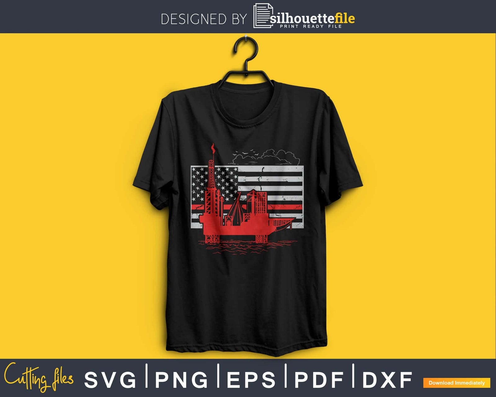 Oil Drilling Rig American flag For Oilfield Worker svg craft cut files ...