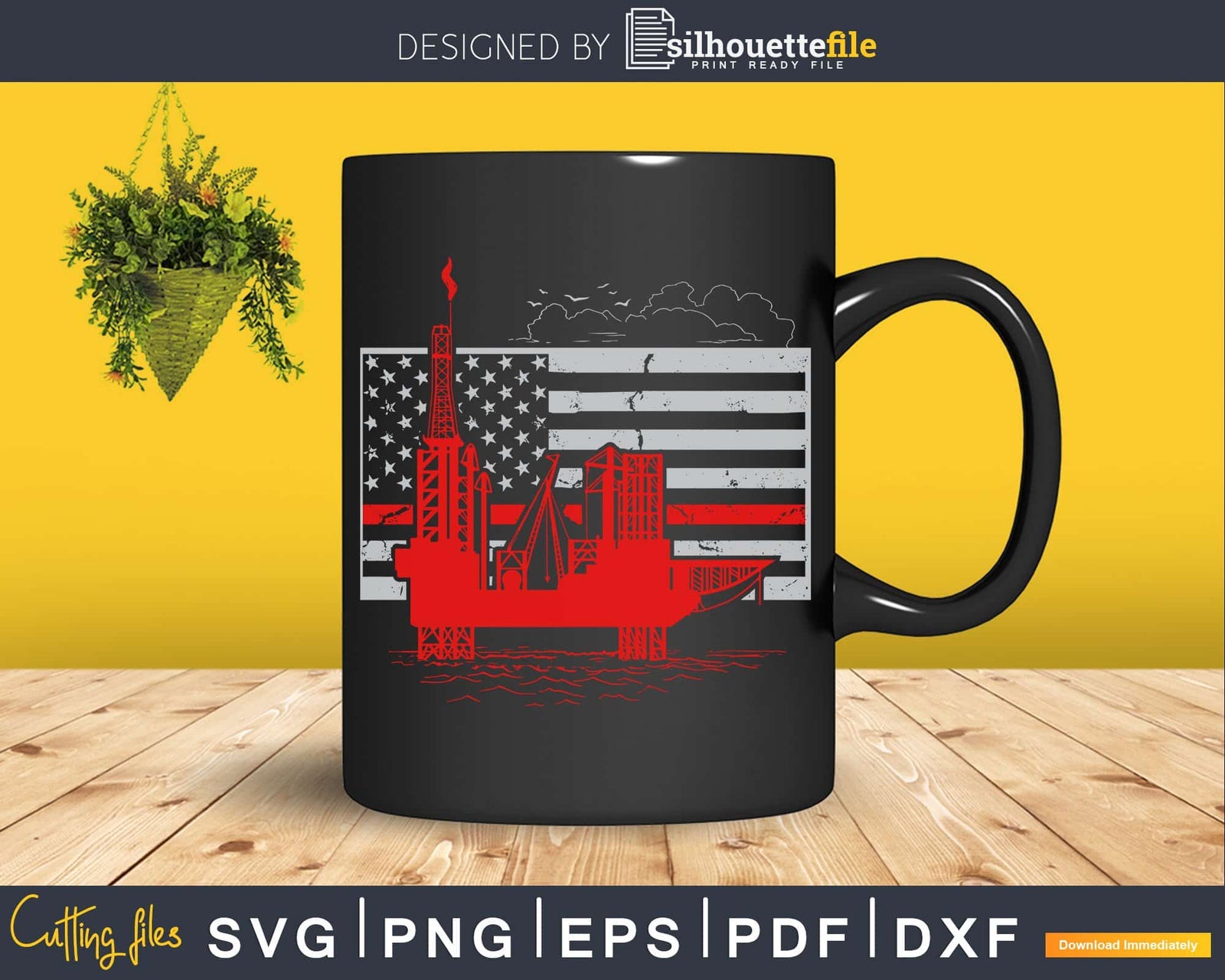Oil Drilling Rig American flag For Oilfield Worker svg craft cut files ...
