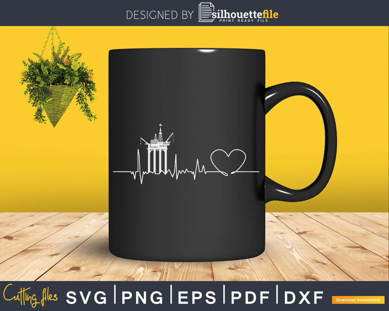 Oil Drilling Rig Heartbeat Oilfield Png Svg Cutting Files
