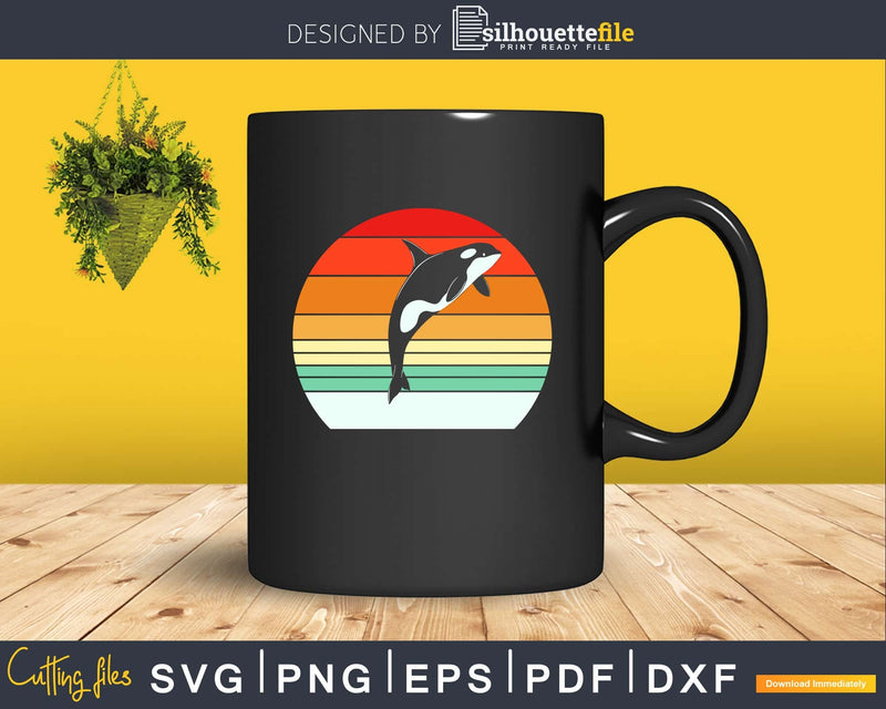 Orca Retro vintage Style Killer Whale cricut cut svg png