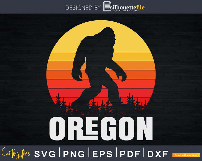 Oregon Bigfoot Sasquatch & Sun Silhouette svg designs cut