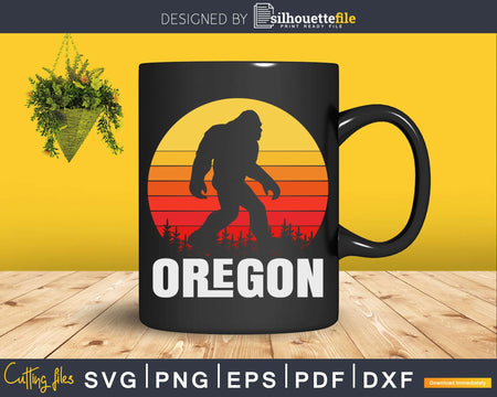 Oregon Bigfoot Sasquatch & Sun Silhouette svg designs cut