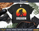 Oregon Bigfoot Sasquatch & Sun Silhouette svg designs cut